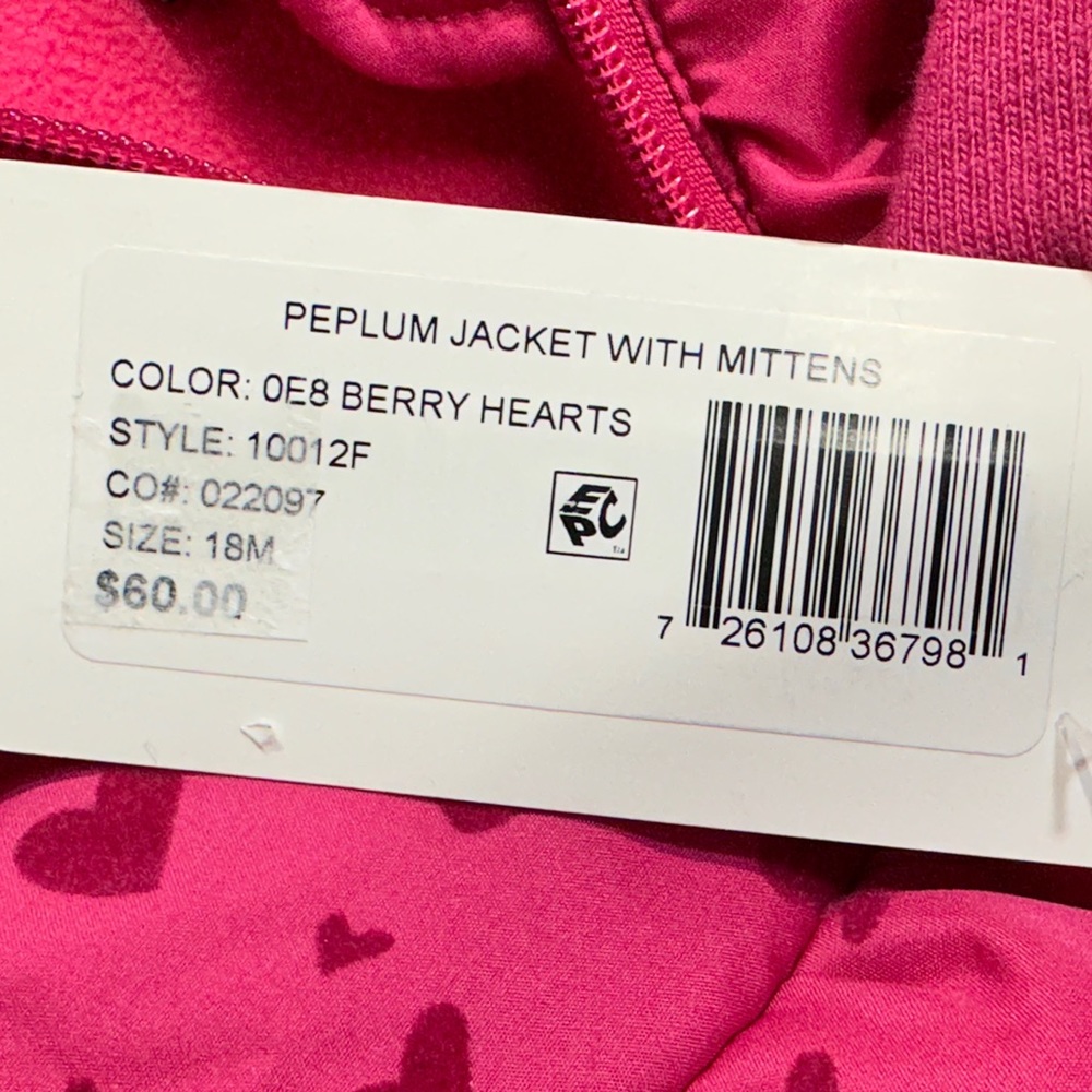 Rothschild Peplum Jacket With Mittens NWT - Picture 9 of 10